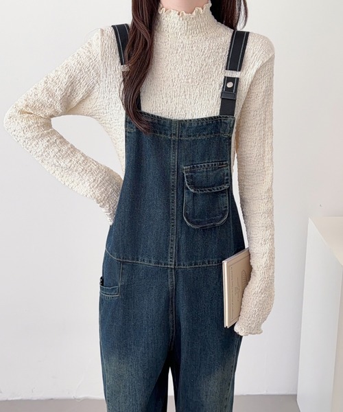 ABITOKYO（アビトーキョー）の「デニムサロペットパンツ（サロペット/オーバーオール・レディース・ブルー/ブラック・FREE）」の6枚目の写真