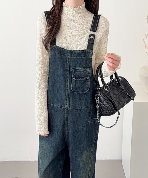 ABITOKYO（アビトーキョー）の「デニムサロペットパンツ（サロペット/オーバーオール・レディース・ブルー/ブラック・FREE）」の4枚目の写真