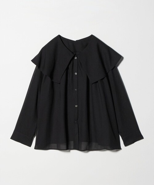 BEAUTY&YOUTH UNITED ARROWS（ビューティーアンドユースユナイテッドアローズ）の「ポリエステル ビッグカラーシャツ 防シワ ウォッシャブル（シャツ/ブラウス・レディース・ナチュラル/ブラック・FREE）」の2枚目の写真