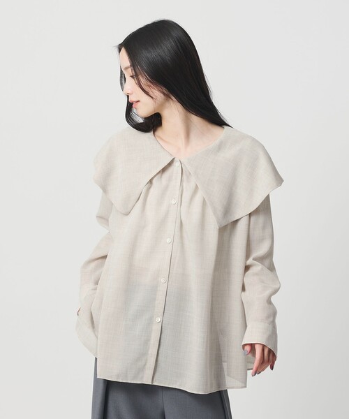 BEAUTY&YOUTH UNITED ARROWS（ビューティーアンドユースユナイテッドアローズ）の「ポリエステル ビッグカラーシャツ 防シワ ウォッシャブル（シャツ/ブラウス・レディース・ナチュラル/ブラック・FREE）」の6枚目の写真