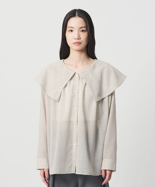 BEAUTY&YOUTH UNITED ARROWS（ビューティーアンドユースユナイテッドアローズ）の「ポリエステル ビッグカラーシャツ 防シワ ウォッシャブル（シャツ/ブラウス・レディース・ナチュラル/ブラック・FREE）」の8枚目の写真