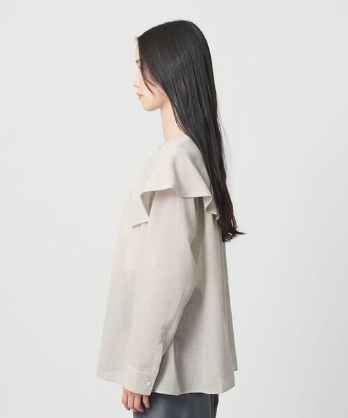 BEAUTY&YOUTH UNITED ARROWS（ビューティーアンドユースユナイテッドアローズ）の「ポリエステル ビッグカラーシャツ 防シワ ウォッシャブル（シャツ/ブラウス・レディース・ナチュラル/ブラック・FREE）」の9枚目の写真