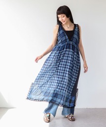 Three Four Time | ランダムチェック柄レイヤードワンピース(ワンピース)