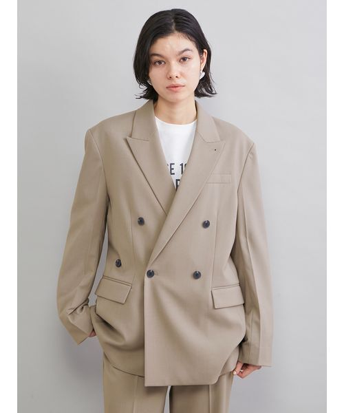 Mila Owen(ミラオーウェン)の「ダブルブレストテーラードジャケット(テーラードジャケット・レディース・チャコールグレー/グレー/ピンク・1/0)」の2枚目の写真