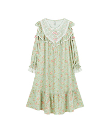 LUNALUZ STUDIO（ルナルス）の「レディース ローズデュオ モーダルコットン ラウンドネック 長袖ワンピース パジャマ（ルームウェア/パジャマ）」