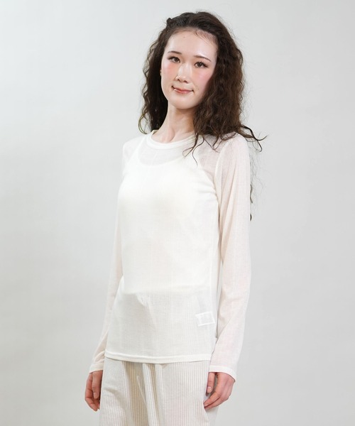 RIKKA FEMME(リッカファム)の「RIKKA FEMME/リッカファム 長袖 Tシャツ ロンT シアートップス RF6S-2201(Tシャツ/カットソー・レディース・ホワイト/イエロー/ブラック・FREE)」の4枚目の写真