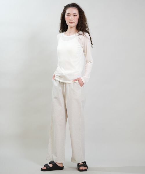 RIKKA FEMME(リッカファム)の「RIKKA FEMME/リッカファム 長袖 Tシャツ ロンT シアートップス RF6S-2201(Tシャツ/カットソー・レディース・ホワイト/イエロー/ブラック・FREE)」の6枚目の写真