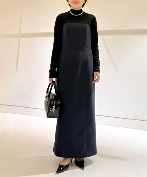 allureville（アルアバイル）の「スラブオックステレココンビワンピース（ワンピース・レディース・ネイビー/ベージュ・2/1）」の2枚目の写真