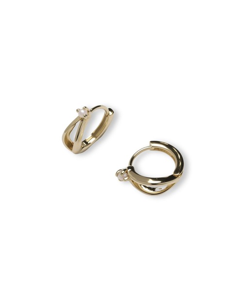 Lyvi(ライビィ)の「Crossed Pearl Hoop Pierce / 金属アレルギー対応(ピアス(両耳用)・レディース・シルバー/ゴールド・FREE)」の12枚目の写真