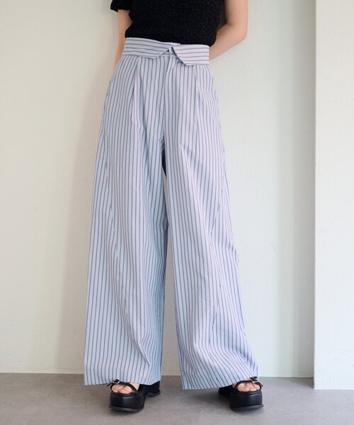 Kastane(カスタネ)の「【SETUP対応/2サイズ展開/低身長サイズ】ストライプフラップパンツ(その他パンツ・レディース・サックスブルー/アイボリー・1/0)」の17枚目の写真