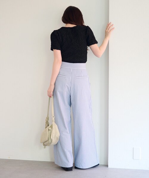 Kastane(カスタネ)の「【SETUP対応/2サイズ展開/低身長サイズ】ストライプフラップパンツ(その他パンツ・レディース・サックスブルー/アイボリー・1/0)」の22枚目の写真