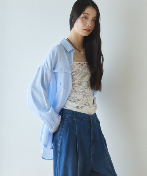 Doux archives(ドゥアルシーヴ)の「リネンライクアウトポケットシャツ(シャツ/ブラウス・レディース・ブラック/ベージュ/サックスブルー・FREE)」の1枚目の写真