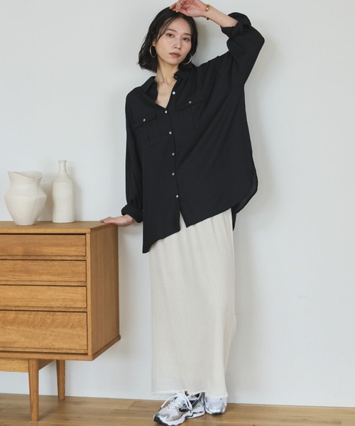 Doux archives(ドゥアルシーヴ)の「リネンライクアウトポケットシャツ(シャツ/ブラウス・レディース・ブラック/ベージュ/サックスブルー・FREE)」の13枚目の写真
