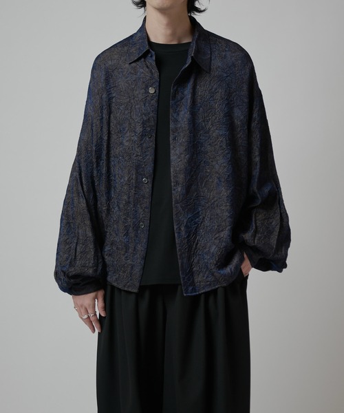 Lui's（ルイス）の「【Neucon】BALLOON SLEEVE WASHER SHIRT / バルーンスリーブワッシャーシャツ（シャツ/ブラウス・メンズ・ネイビー/ブラック・1/2）」の16枚目の写真