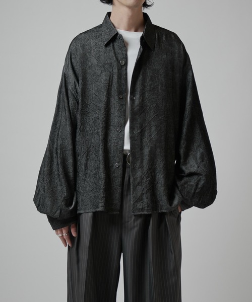 Lui's（ルイス）の「【Neucon】BALLOON SLEEVE WASHER SHIRT / バルーンスリーブワッシャーシャツ（シャツ/ブラウス・メンズ・ネイビー/ブラック・1/2）」の7枚目の写真