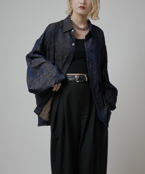Lui's（ルイス）の「【Neucon】BALLOON SLEEVE WASHER SHIRT / バルーンスリーブワッシャーシャツ（シャツ/ブラウス・メンズ・ネイビー/ブラック・1/2）」の22枚目の写真