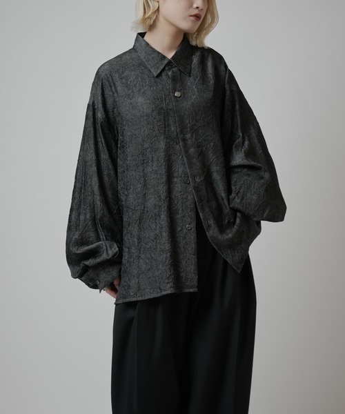 Lui's（ルイス）の「【Neucon】BALLOON SLEEVE WASHER SHIRT / バルーンスリーブワッシャーシャツ（シャツ/ブラウス・メンズ・ネイビー/ブラック・1/2）」の13枚目の写真