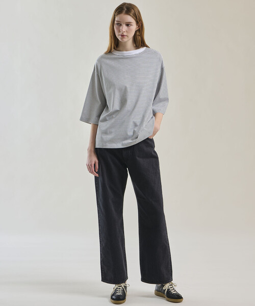handvaerk(ハンドバーク)の「handvaerk | 60/2 ボトルネックTシャツ STRIPE WOMEN(Tシャツ/カットソー・レディース・ホワイト系その他・S)」の2枚目の写真