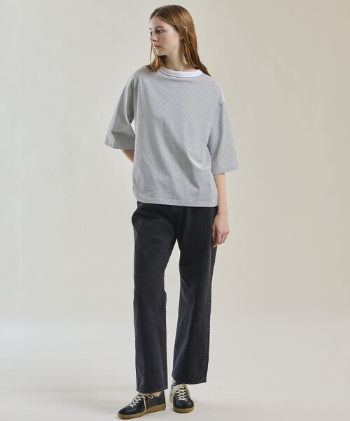 handvaerk(ハンドバーク)の「handvaerk | 60/2 ボトルネックTシャツ STRIPE WOMEN(Tシャツ/カットソー・レディース・ホワイト系その他・S)」の7枚目の写真