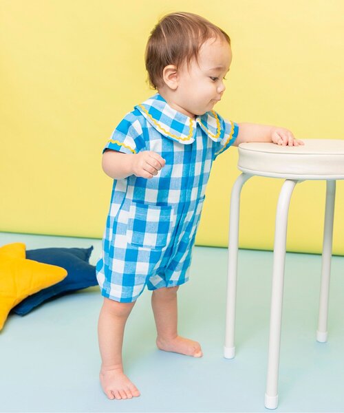 BREEZE（ブリーズ）の「Bpop うねうねシャツロンパス（ロンパース・キッズ・チェック/ストライプ・70/80）」の4枚目の写真