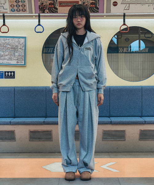 ELIMENO(エリメノ)の「EL フロントピンタックヘビーワイドロングスウェットパンツ 2カラー(スウェットパンツ・メンズ・ブラック/グレー・1/2/3)」の5枚目の写真