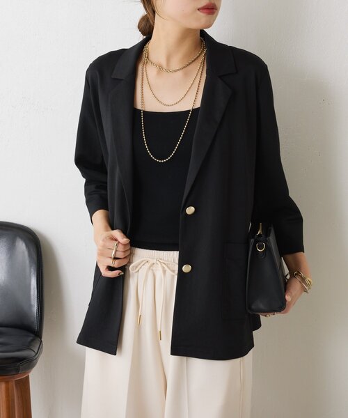 Jena espace merveilleux（ジェナ　エスパスメルヴェイユ）の「7分袖テーラードジャケット（テーラードジャケット・レディース・ブラック/ブラウン・FREE）」の7枚目の写真