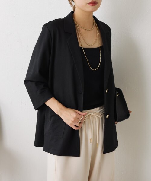 Jena espace merveilleux（ジェナ　エスパスメルヴェイユ）の「7分袖テーラードジャケット（テーラードジャケット・レディース・ブラック/ブラウン・FREE）」の8枚目の写真