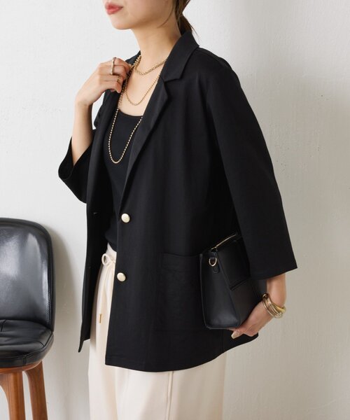 Jena espace merveilleux（ジェナ　エスパスメルヴェイユ）の「7分袖テーラードジャケット（テーラードジャケット・レディース・ブラック/ブラウン・FREE）」の9枚目の写真