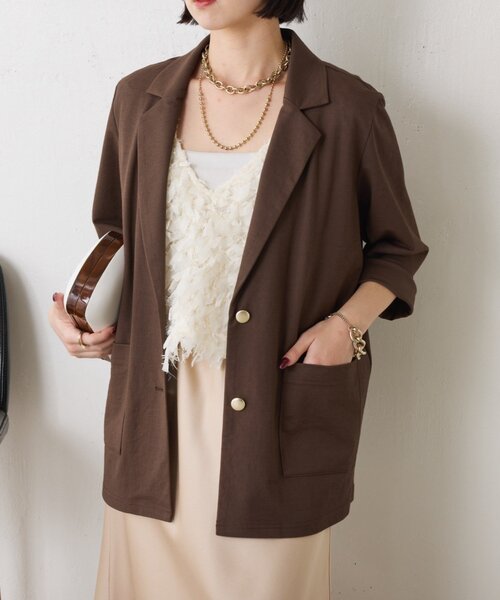 Jena espace merveilleux（ジェナ　エスパスメルヴェイユ）の「7分袖テーラードジャケット（テーラードジャケット・レディース・ブラック/ブラウン・FREE）」の16枚目の写真