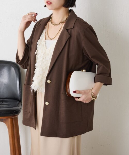Jena espace merveilleux（ジェナ　エスパスメルヴェイユ）の「7分袖テーラードジャケット（テーラードジャケット・レディース・ブラック/ブラウン・FREE）」の17枚目の写真