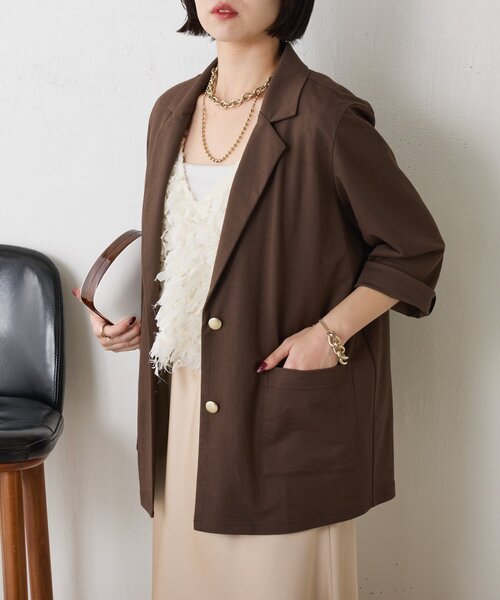 Jena espace merveilleux（ジェナ　エスパスメルヴェイユ）の「7分袖テーラードジャケット（テーラードジャケット・レディース・ブラック/ブラウン・FREE）」の18枚目の写真