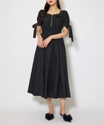 フロントビッグリボンフレアワンピース 春服 夏服（ワンピース