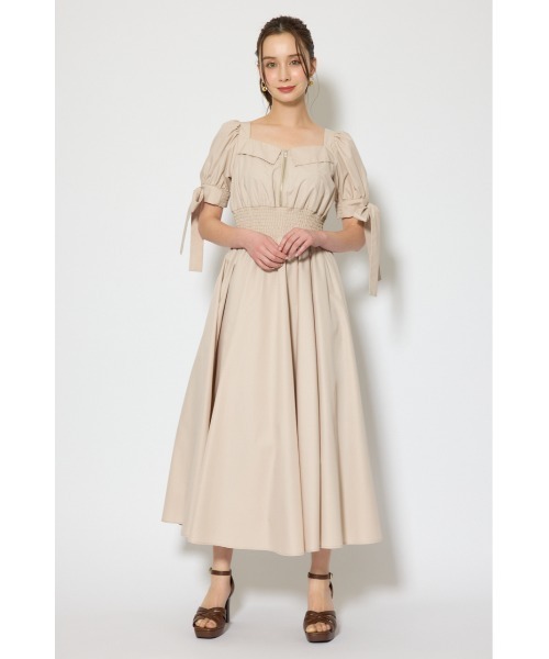 rienda(リエンダ)の「【ひとめ惚れワンピ】リボンスリーブフレアワンピース 春服(シャツワンピース・レディース・ブラック/マルチ/ベージュ・SMALL/MEDIUM)」の12枚目の写真