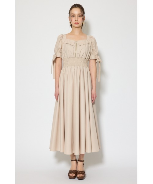rienda(リエンダ)の「【ひとめ惚れワンピ】リボンスリーブフレアワンピース 春服(シャツワンピース・レディース・ブラック/マルチ/ベージュ・SMALL/MEDIUM)」の16枚目の写真