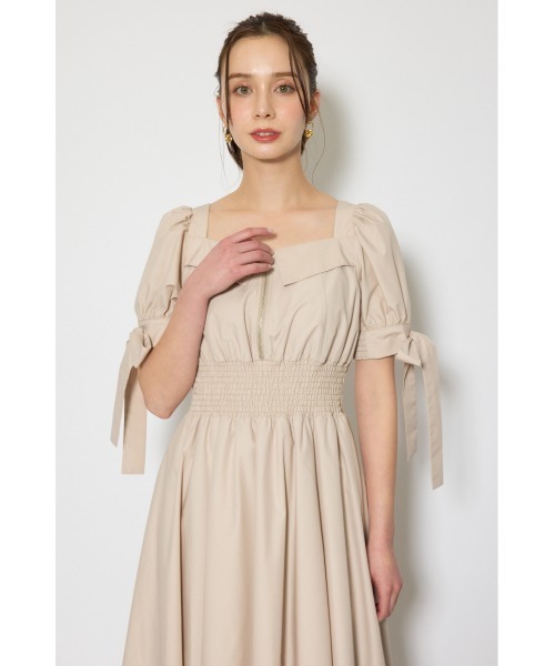 ひとめ惚れワンピ】リボンスリーブフレアワンピース 春服（シャツ