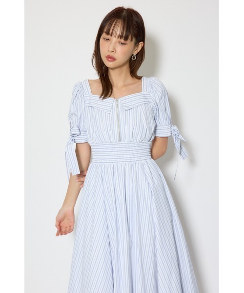 ひとめ惚れワンピ】リボンスリーブフレアワンピース 春服（シャツ