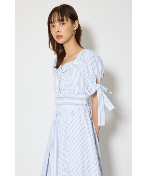 ひとめ惚れワンピ】リボンスリーブフレアワンピース 春服（シャツ