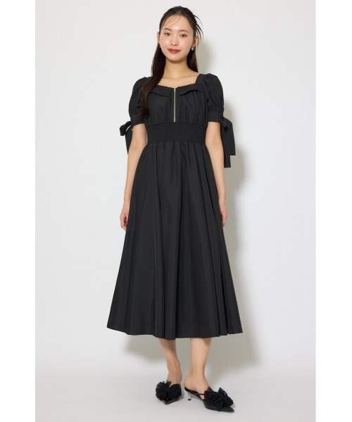 rienda(リエンダ)の「【ひとめ惚れワンピ】リボンスリーブフレアワンピース 春服(シャツワンピース・レディース・ブラック/マルチ/ベージュ・SMALL/MEDIUM)」の5枚目の写真