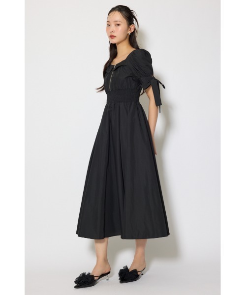 rienda(リエンダ)の「【ひとめ惚れワンピ】リボンスリーブフレアワンピース 春服(シャツワンピース・レディース・ブラック/マルチ/ベージュ・SMALL/MEDIUM)」の6枚目の写真