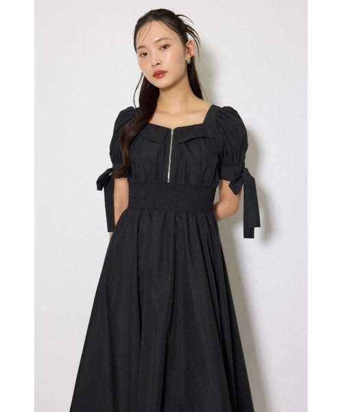 rienda(リエンダ)の「【ひとめ惚れワンピ】リボンスリーブフレアワンピース 春服(シャツワンピース・レディース・ブラック/マルチ/ベージュ・SMALL/MEDIUM)」の8枚目の写真
