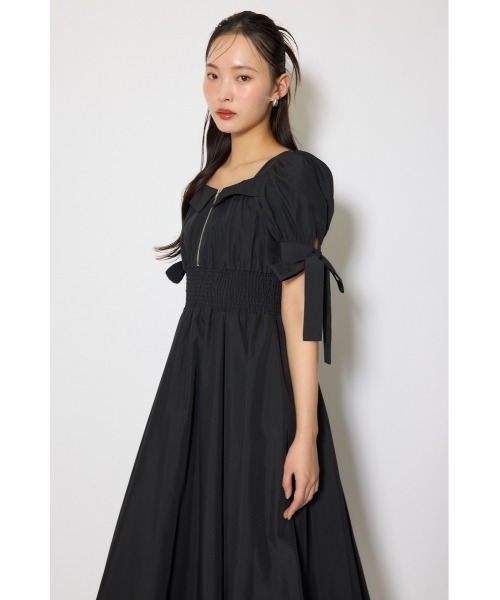 rienda(リエンダ)の「【ひとめ惚れワンピ】リボンスリーブフレアワンピース 春服(シャツワンピース・レディース・ブラック/マルチ/ベージュ・SMALL/MEDIUM)」の9枚目の写真
