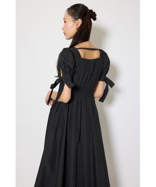 rienda(リエンダ)の「【ひとめ惚れワンピ】リボンスリーブフレアワンピース 春服(シャツワンピース・レディース・ブラック/マルチ/ベージュ・SMALL/MEDIUM)」の10枚目の写真