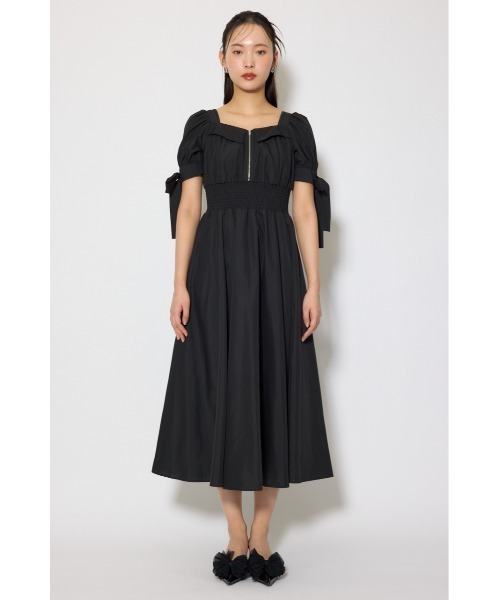 rienda(リエンダ)の「【ひとめ惚れワンピ】リボンスリーブフレアワンピース 春服(シャツワンピース・レディース・ブラック/マルチ/ベージュ・SMALL/MEDIUM)」の11枚目の写真