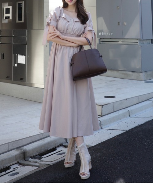 ひとめ惚れワンピ】リボンスリーブフレアワンピース 春服（シャツ