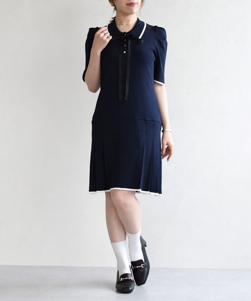 31 Sons de mode（トランテアン　ソン　ドゥ　モード）の「2026春夏新作 配色ポロニットワンピース（ワンピース・レディース・ブルー/イエロー/ネイビー・ﾌﾘ-）」の21枚目の写真