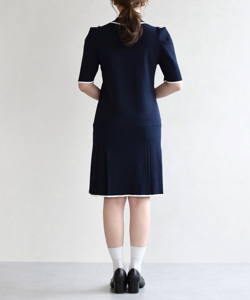 31 Sons de mode（トランテアン　ソン　ドゥ　モード）の「2026春夏新作 配色ポロニットワンピース（ワンピース・レディース・ブルー/イエロー/ネイビー・ﾌﾘ-）」の13枚目の写真