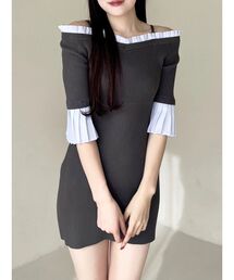 セール】【WEB限定カラーあり】シャツレイヤード風ニットドッキング