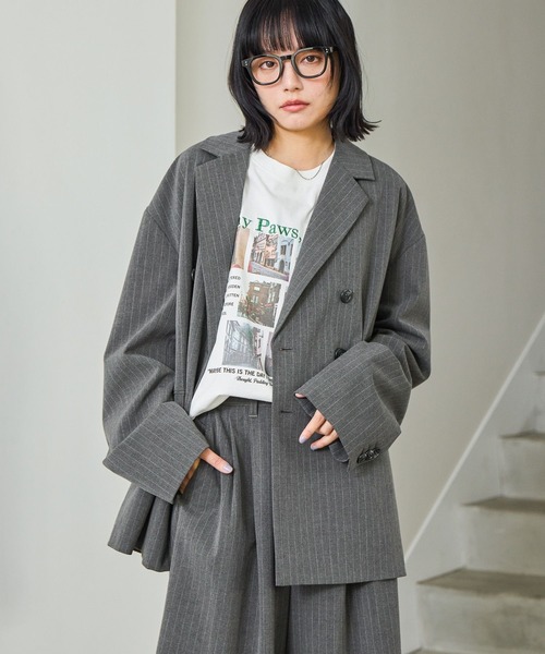 PBLIM（ページボーイリム）の「《UNISEX》【PBLIM/セットアップ対応】ダブルオジジャケット（テーラードジャケット・レディース・ネイビー系/グレー系その他・MEDIUM/LARGE）」の2枚目の写真