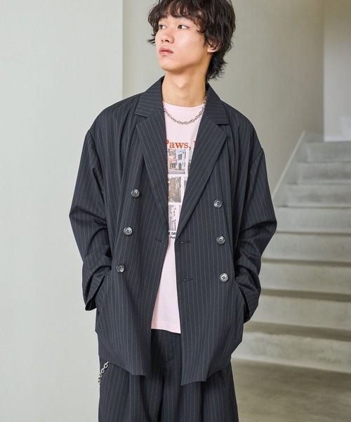 PBLIM（ページボーイリム）の「《UNISEX》【PBLIM/セットアップ対応】ダブルオジジャケット（テーラードジャケット・レディース・ネイビー系/グレー系その他・MEDIUM/LARGE）」の22枚目の写真