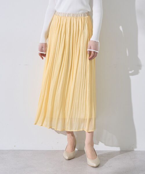 YECCA VECCA(イェッカヴェッカ)の「シャイニーサテンプリーツスカート(スカート・レディース・ライトグレー/イエロー/ミント/ブルー・FREE)」の4枚目の写真